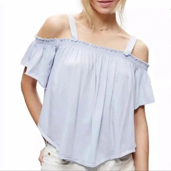 We The Free Darling Off the Shoulder Top M Blue - Picture 1 of 8